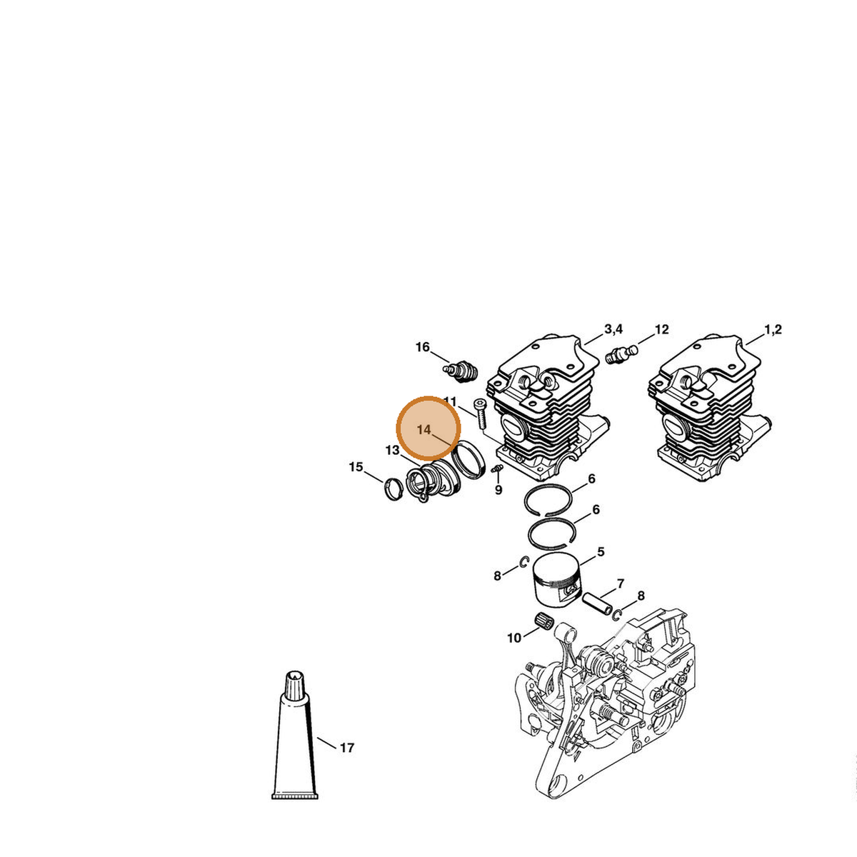 STIHL part 1133-148-7000 — IPL diagram snippet (6x zoom, amber highlight)