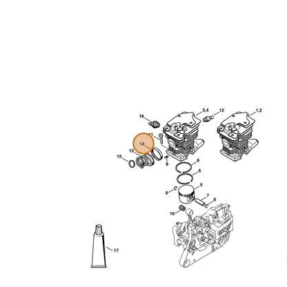 STIHL part 1133-148-7000 — IPL diagram snippet (6x zoom, amber highlight)