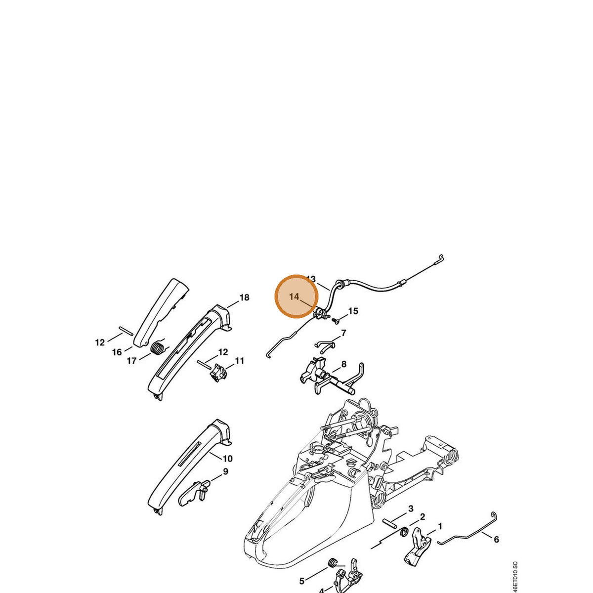 STIHL part 1133-182-1600 — IPL diagram snippet (6x zoom, amber highlight)