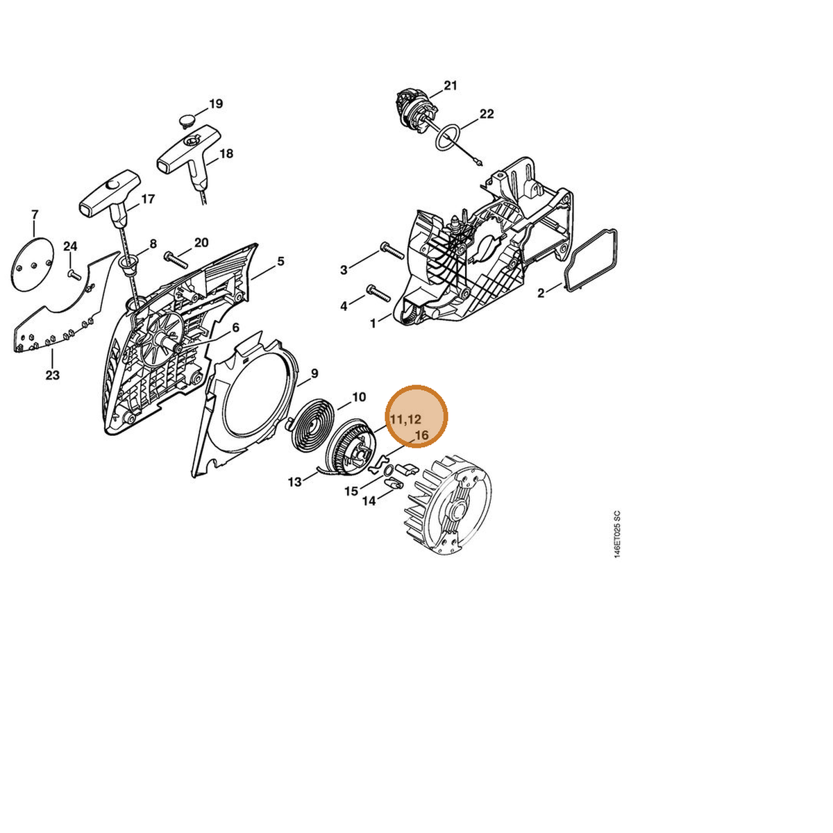STIHL part 1133-195-0400 — IPL diagram snippet (6x zoom, amber highlight)