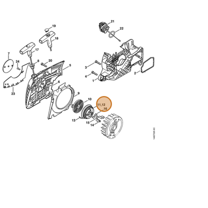 STIHL part 1133-195-0400 — IPL diagram snippet (6x zoom, amber highlight)