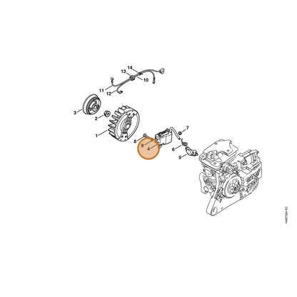 STIHL part 1133-400-1350 — IPL diagram snippet (6x zoom, amber highlight)