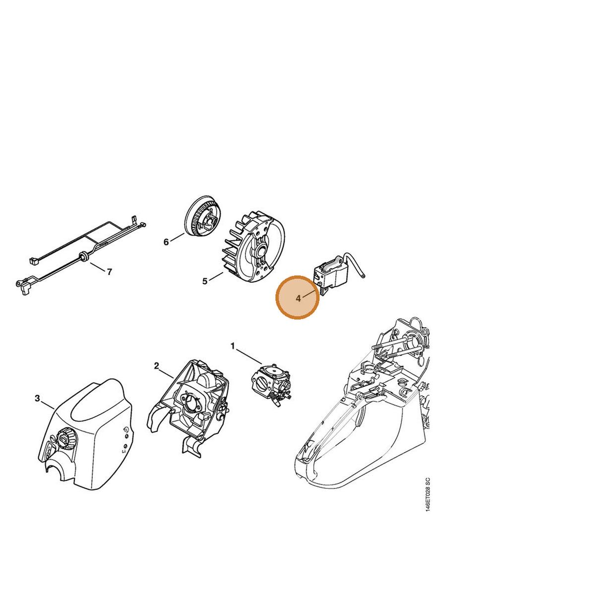 STIHL part 1133-400-1353 — IPL diagram snippet (6x zoom, amber highlight)