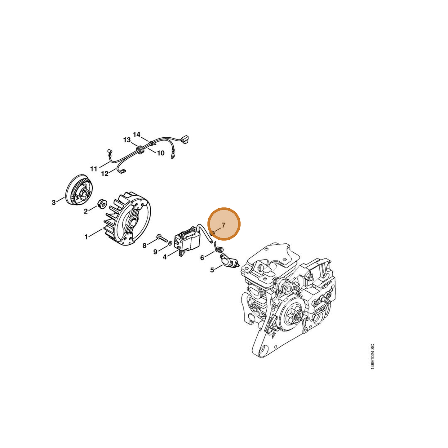 STIHL part 1133-405-6600 — IPL diagram snippet (6x zoom, amber highlight)