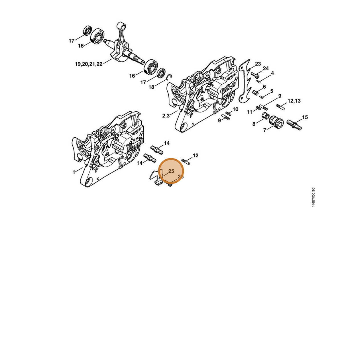 STIHL part 1133-656-7700 — IPL diagram snippet (6x zoom, amber highlight)