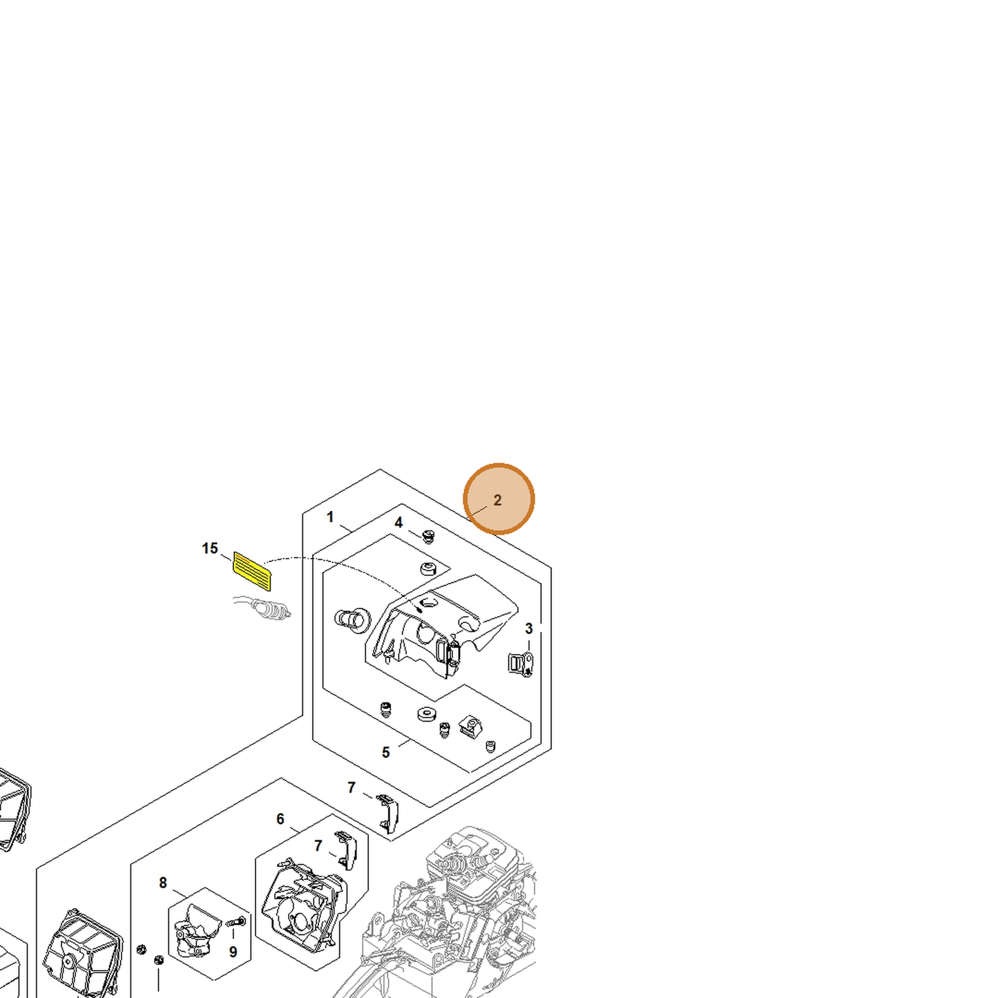 STIHL part 1135-007-1006 — IPL diagram snippet (6x zoom, amber highlight)