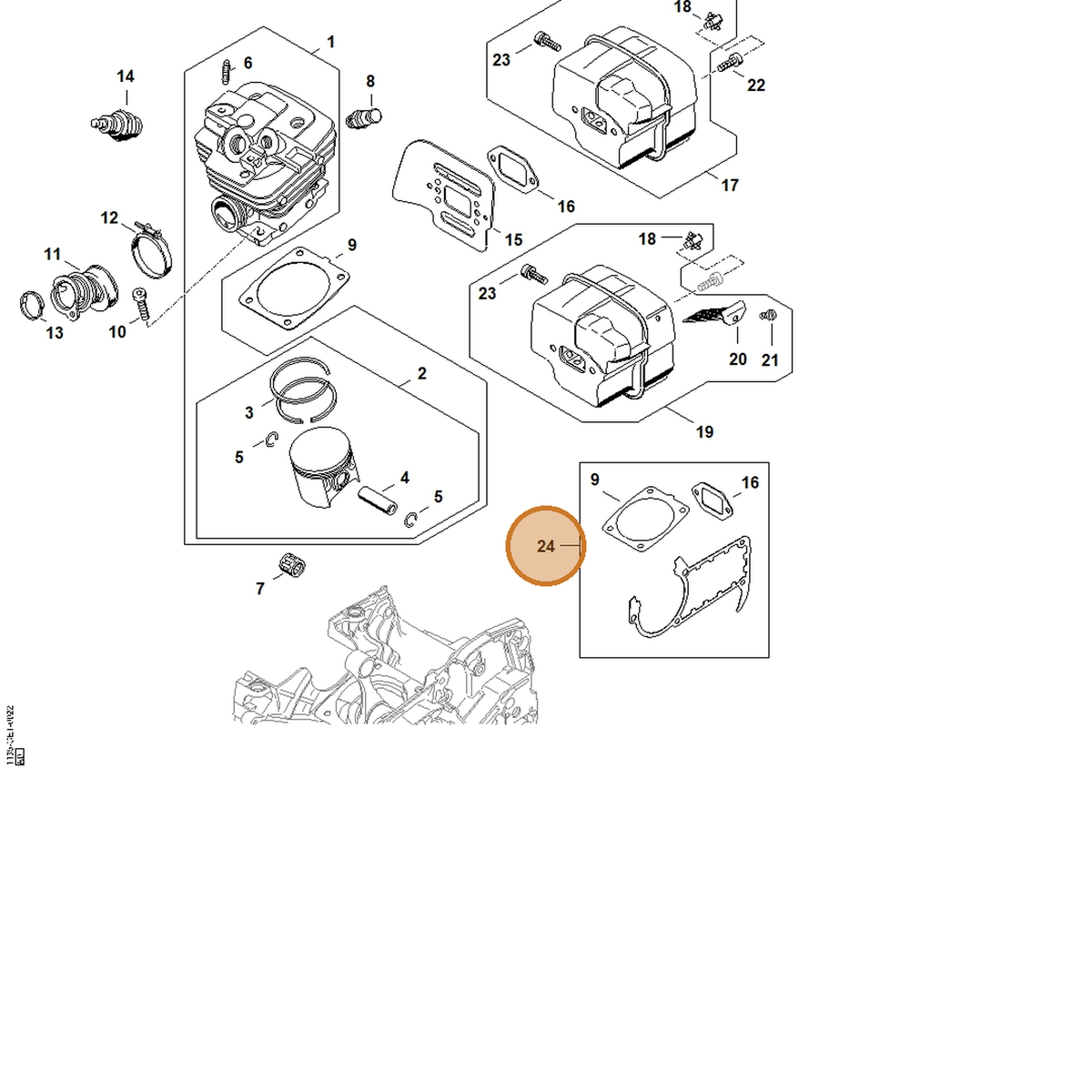 STIHL part 1135-007-1050 — IPL diagram snippet (6x zoom, amber highlight)