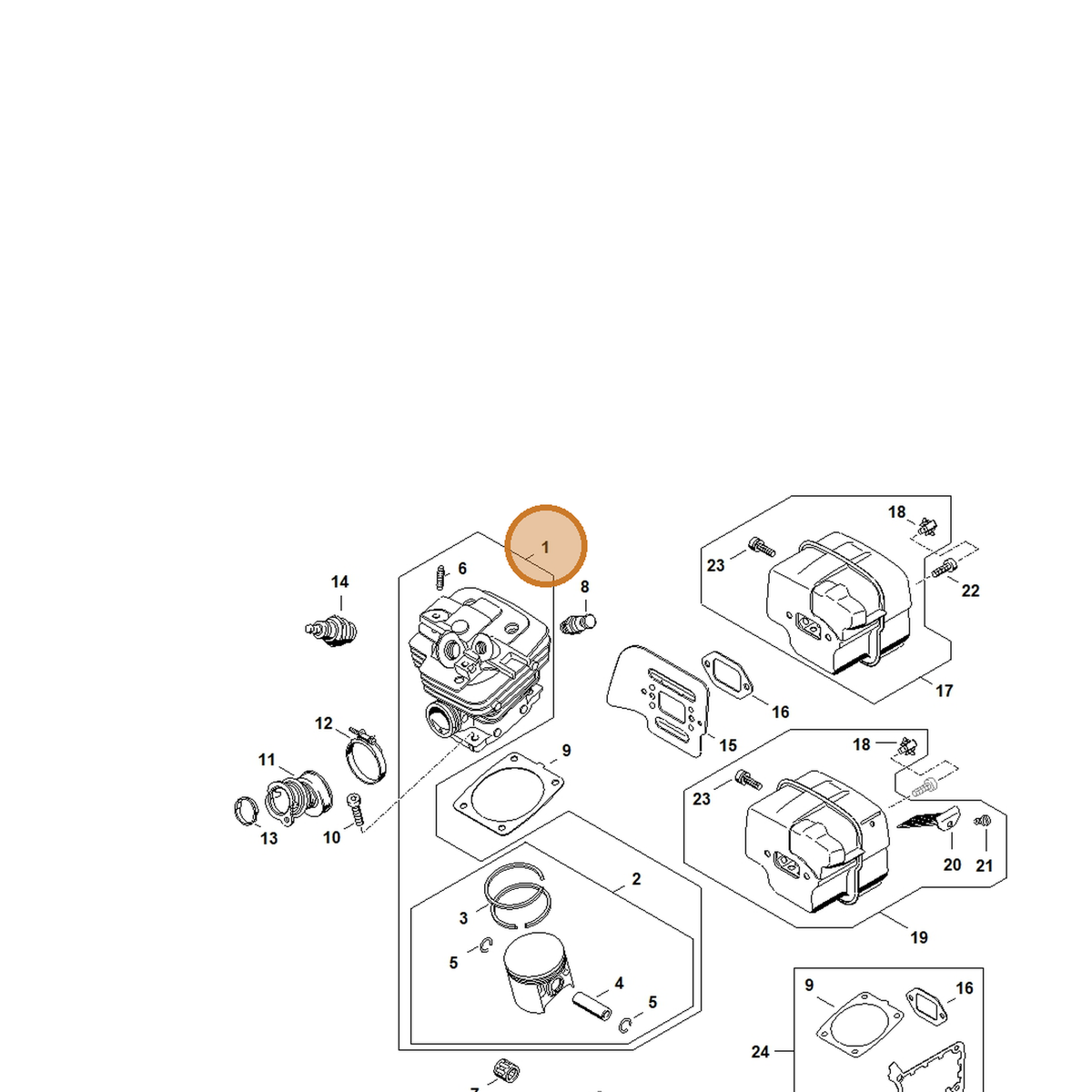STIHL part 1135-020-1202 — IPL diagram snippet (6x zoom, amber highlight)