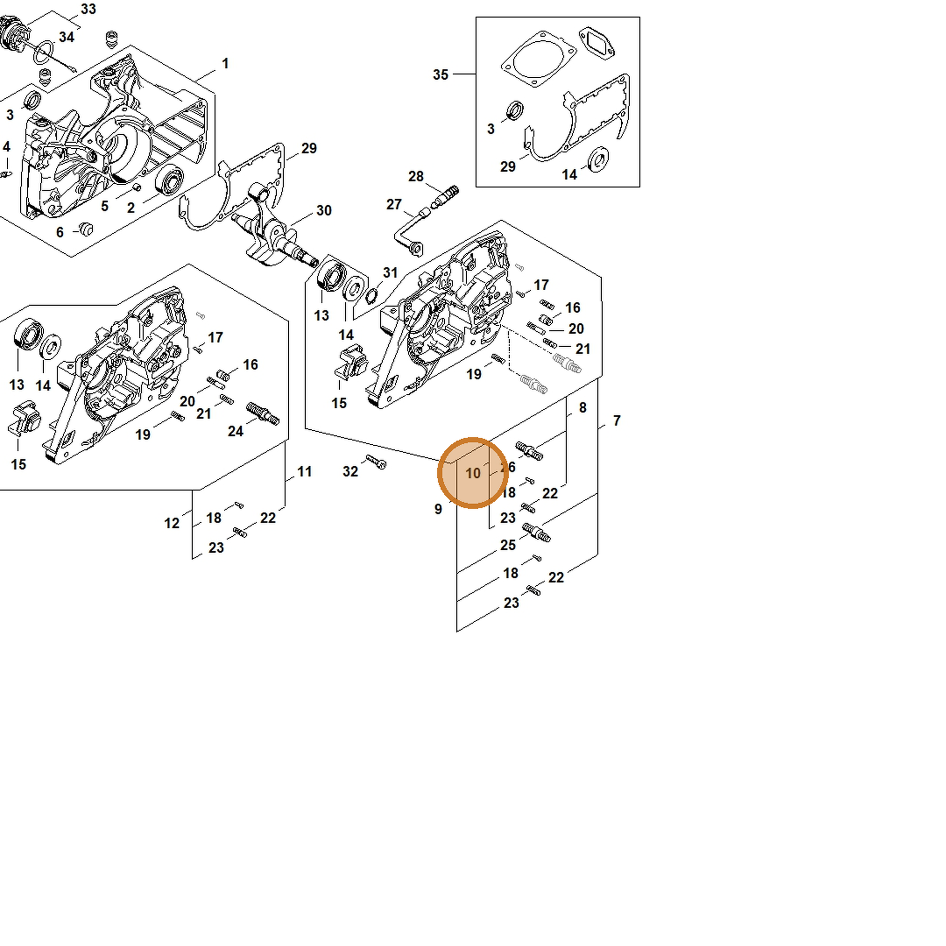STIHL part 1135-020-2914 — IPL diagram snippet (6x zoom, amber highlight)