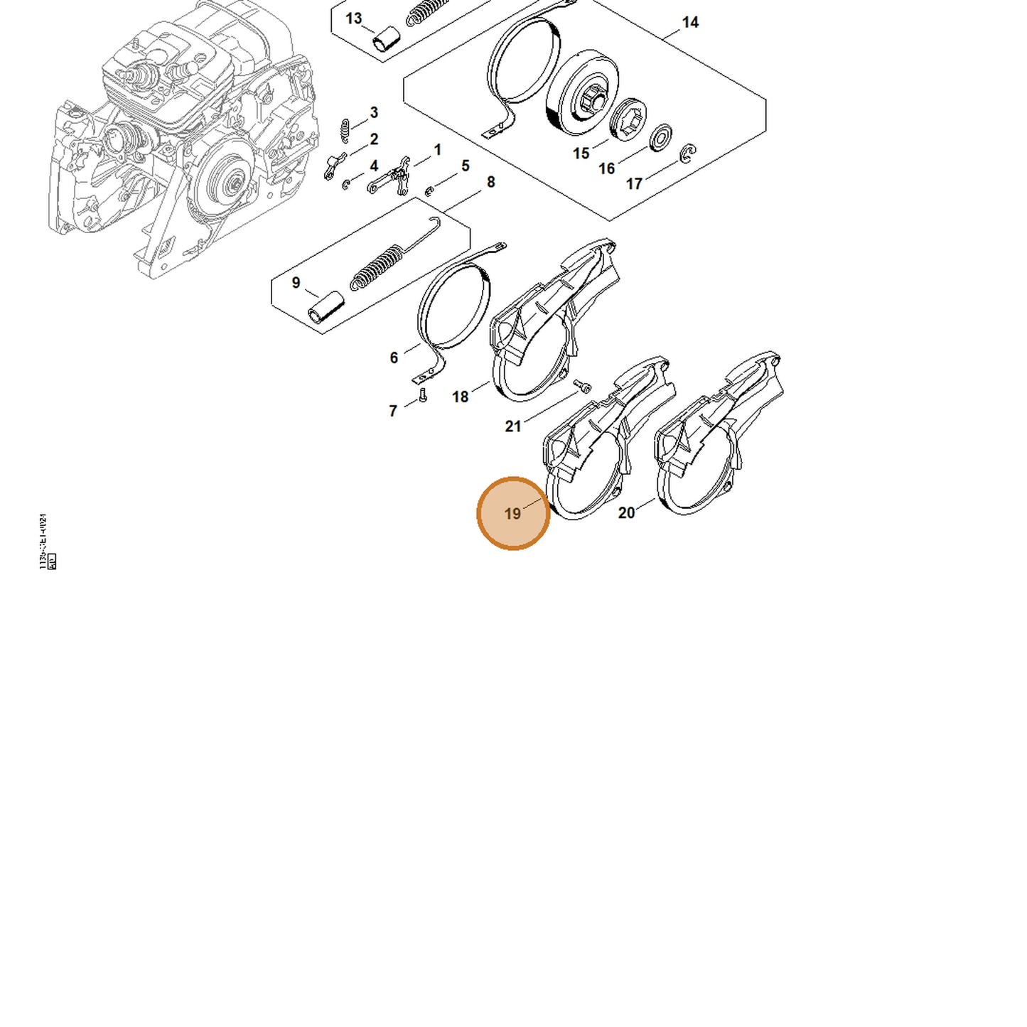 STIHL part 1135-021-1103 — IPL diagram snippet (6x zoom, amber highlight)