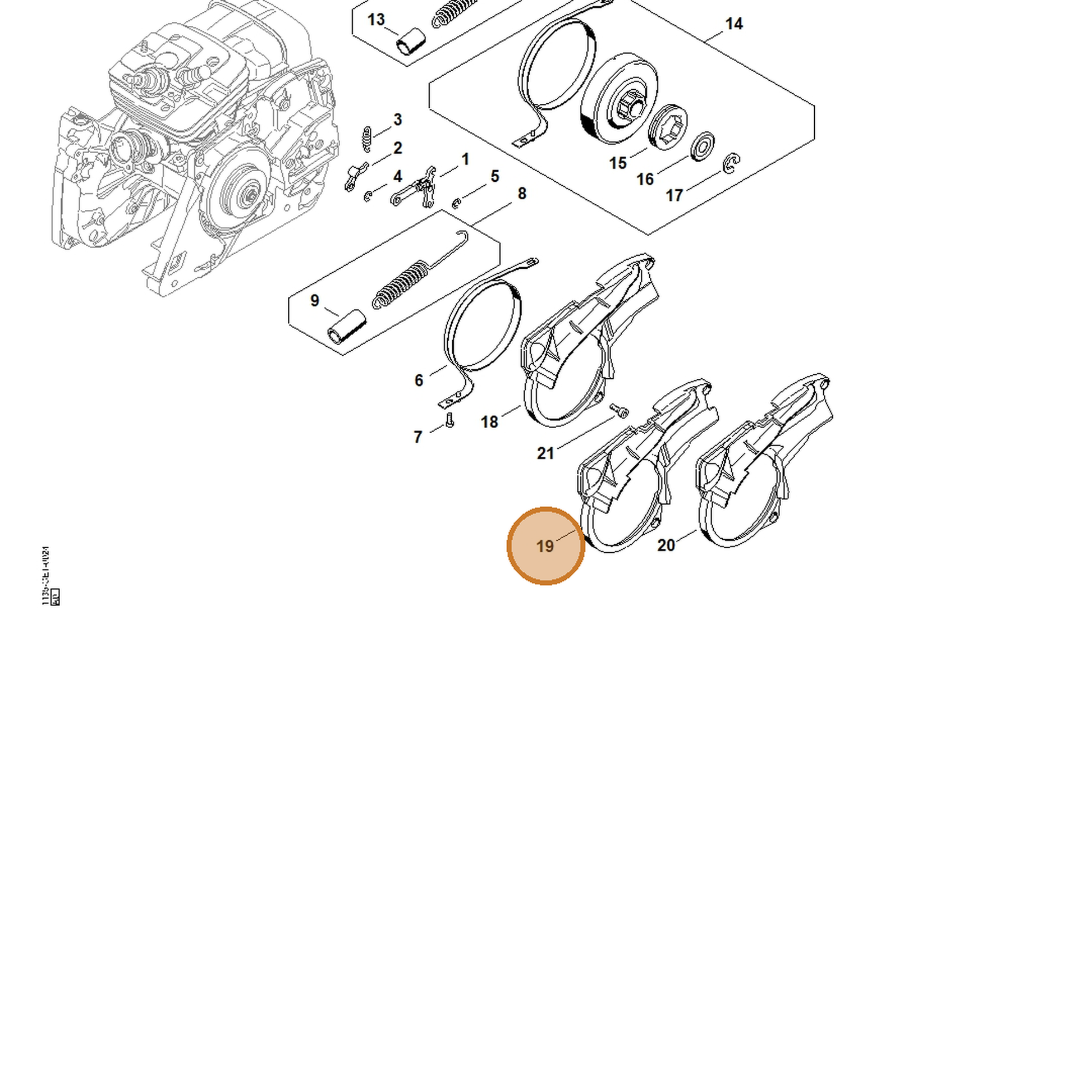 STIHL part 1135-021-1103 — IPL diagram snippet (6x zoom, amber highlight)
