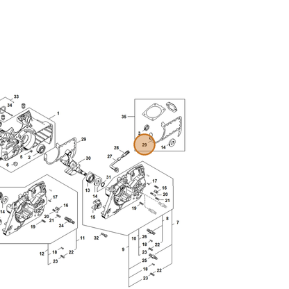 STIHL part 1135-029-0500 — IPL diagram snippet (6x zoom, amber highlight)