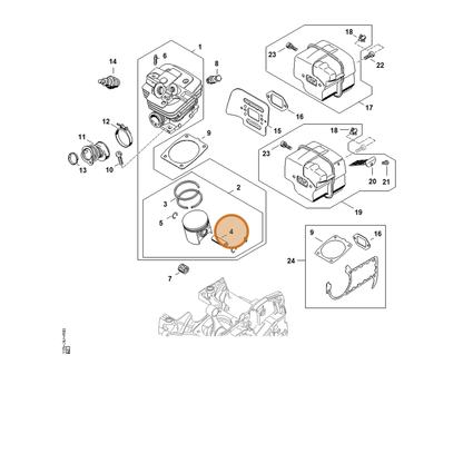 STIHL part 1135-034-1500 — IPL diagram snippet (6x zoom, amber highlight)