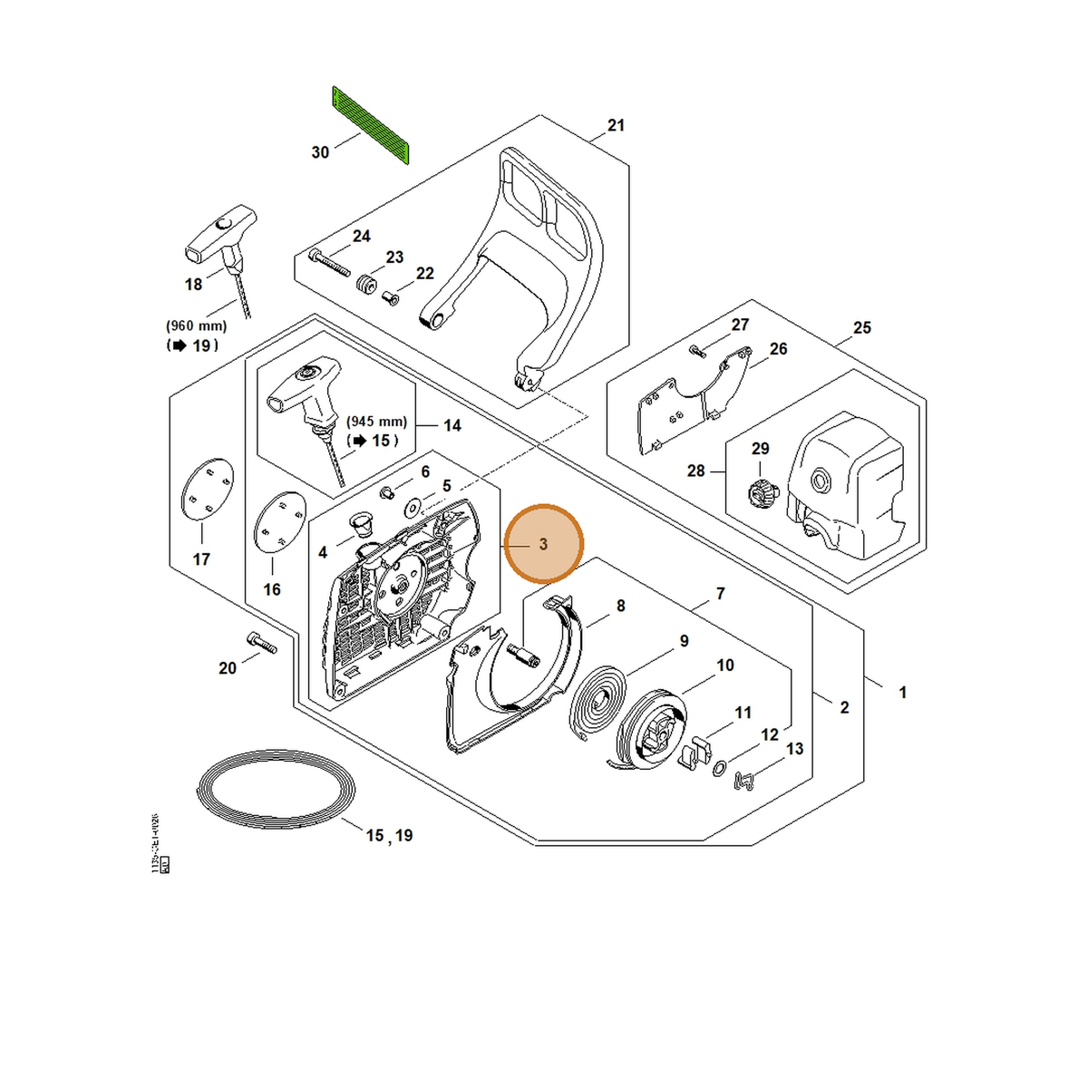 STIHL part 1135-080-1800 — IPL diagram snippet (6x zoom, amber highlight)