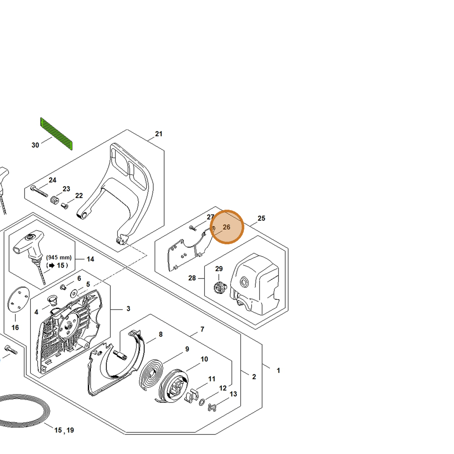 STIHL part 1135-084-8200 — IPL diagram snippet (6x zoom, amber highlight)