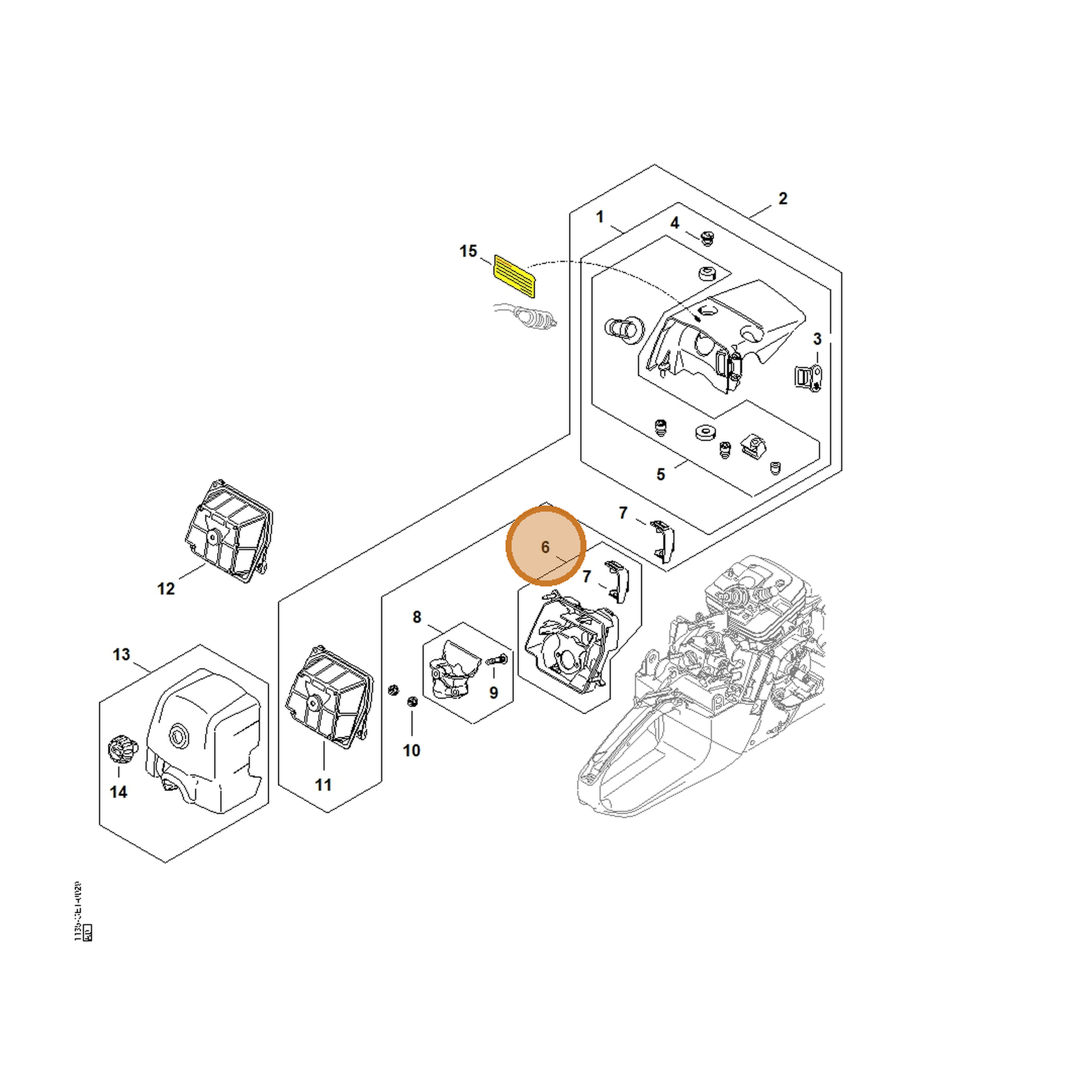 STIHL part 1135-120-2700 — IPL diagram snippet (6x zoom, amber highlight)