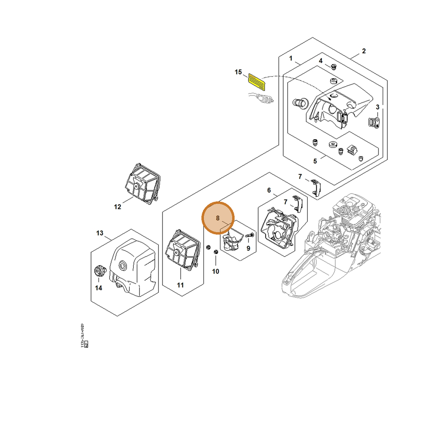 STIHL part 1135-120-4100 — IPL diagram snippet (6x zoom, amber highlight)