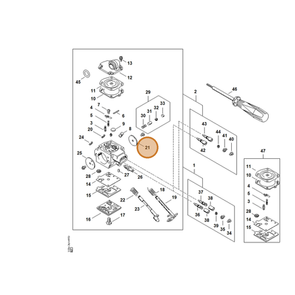 STIHL part 1135-121-3302 — IPL diagram snippet (6x zoom, amber highlight)