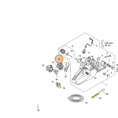 STIHL part 1135-121-8600 — IPL diagram snippet (6x zoom, amber highlight)