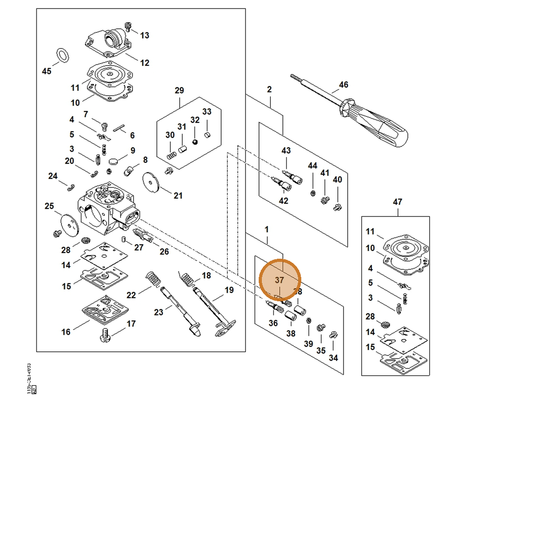 STIHL part 1135-122-6800 — IPL diagram snippet (6x zoom, amber highlight)