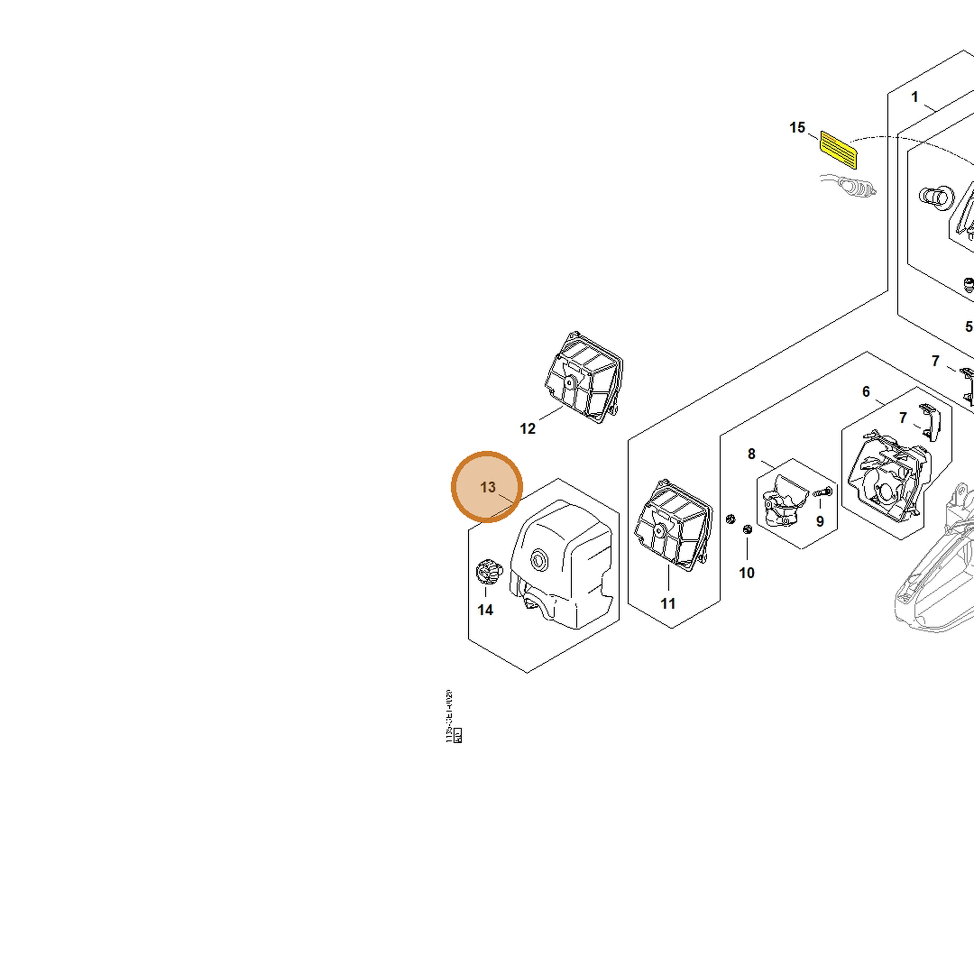 STIHL part 1135-140-1900 — IPL diagram snippet (6x zoom, amber highlight)