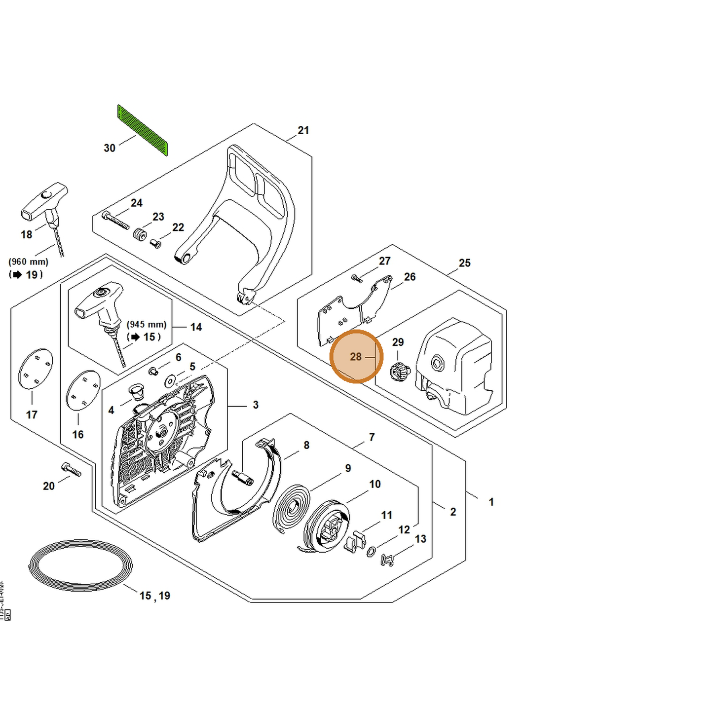 STIHL part 1135-140-1901 — IPL diagram snippet (6x zoom, amber highlight)