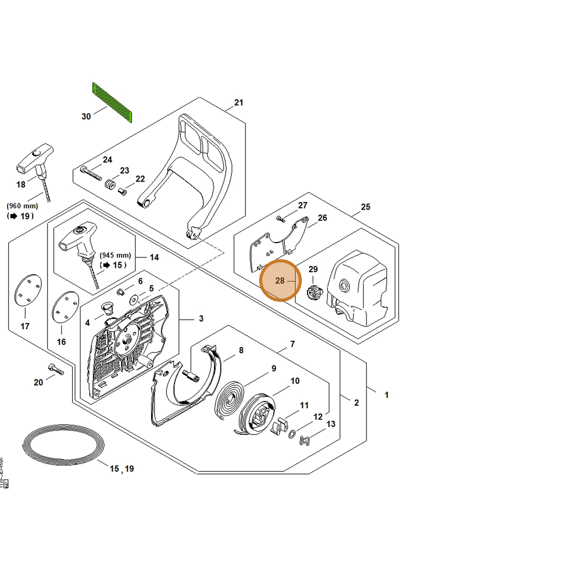 STIHL part 1135-140-1901 — IPL diagram snippet (6x zoom, amber highlight)