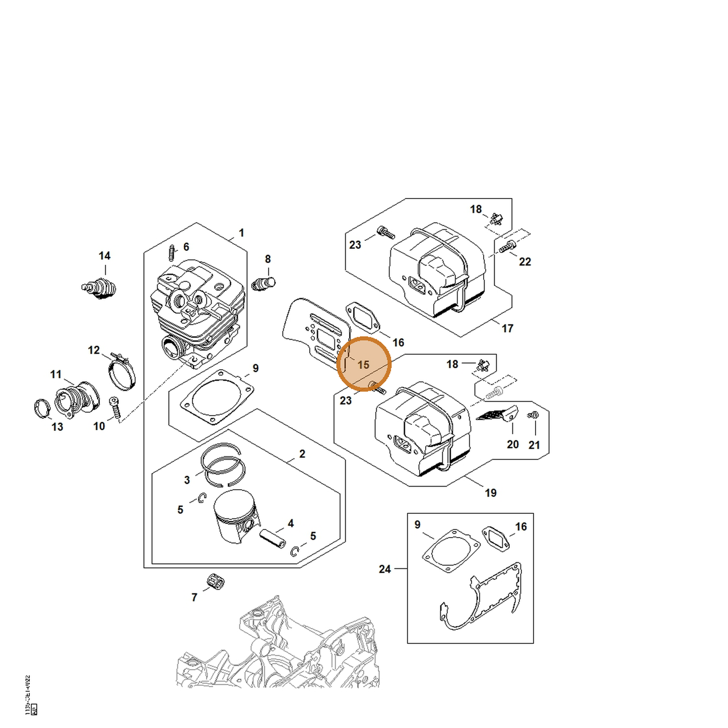 STIHL part 1135-141-3200 — IPL diagram snippet (6x zoom, amber highlight)