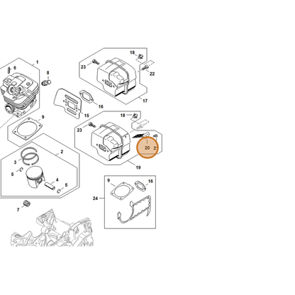 STIHL part 1135-145-8600 — IPL diagram snippet (6x zoom, amber highlight)