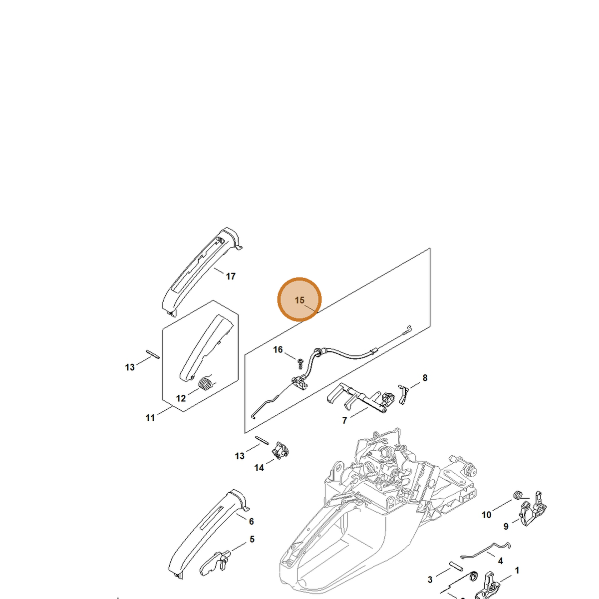 STIHL part 1135-160-2500 — IPL diagram snippet (6x zoom, amber highlight)