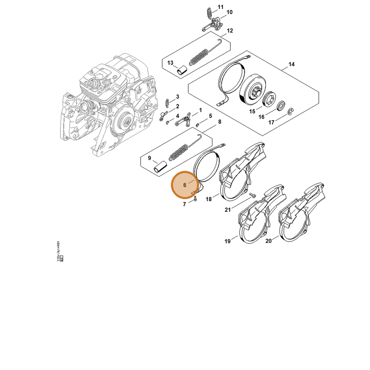 STIHL part 1135-160-5400 — IPL diagram snippet (6x zoom, amber highlight)