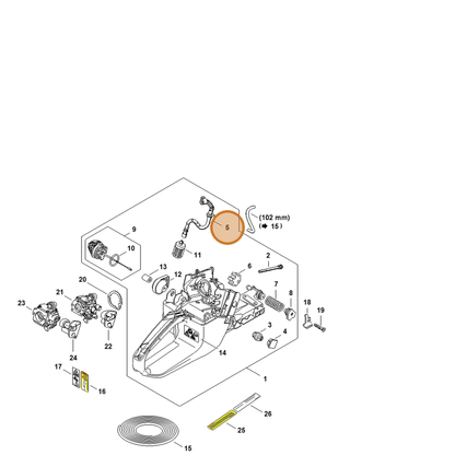 STIHL part 1135-350-7600 — IPL diagram snippet (6x zoom, amber highlight)