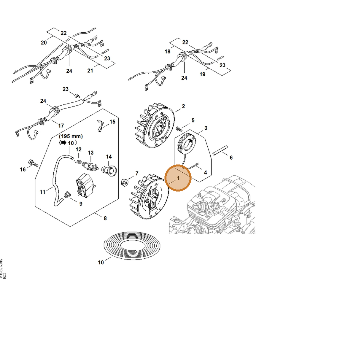 STIHL part 1135-400-1203 — IPL diagram snippet (6x zoom, amber highlight)