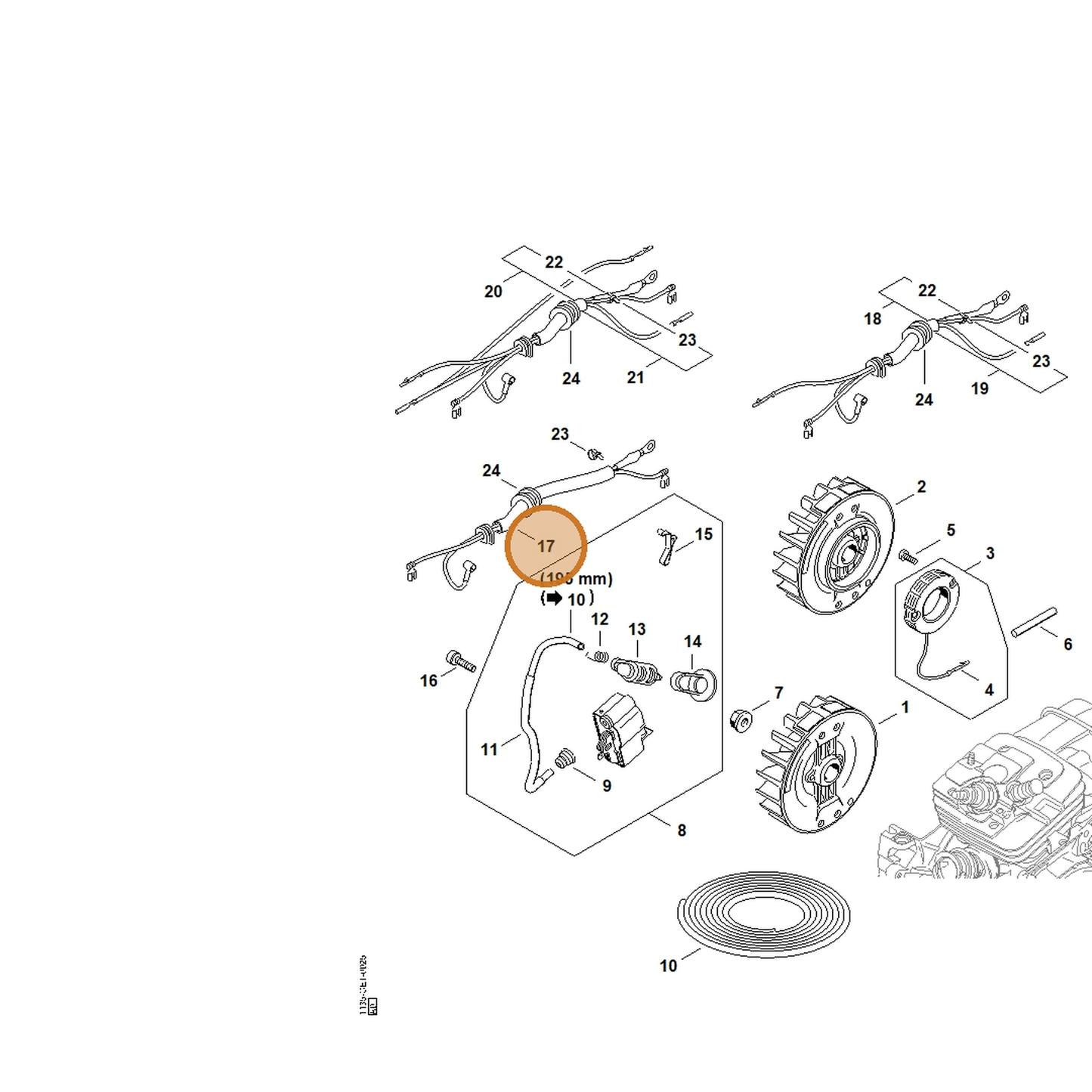 STIHL part 1135-440-3000 — IPL diagram snippet (6x zoom, amber highlight)