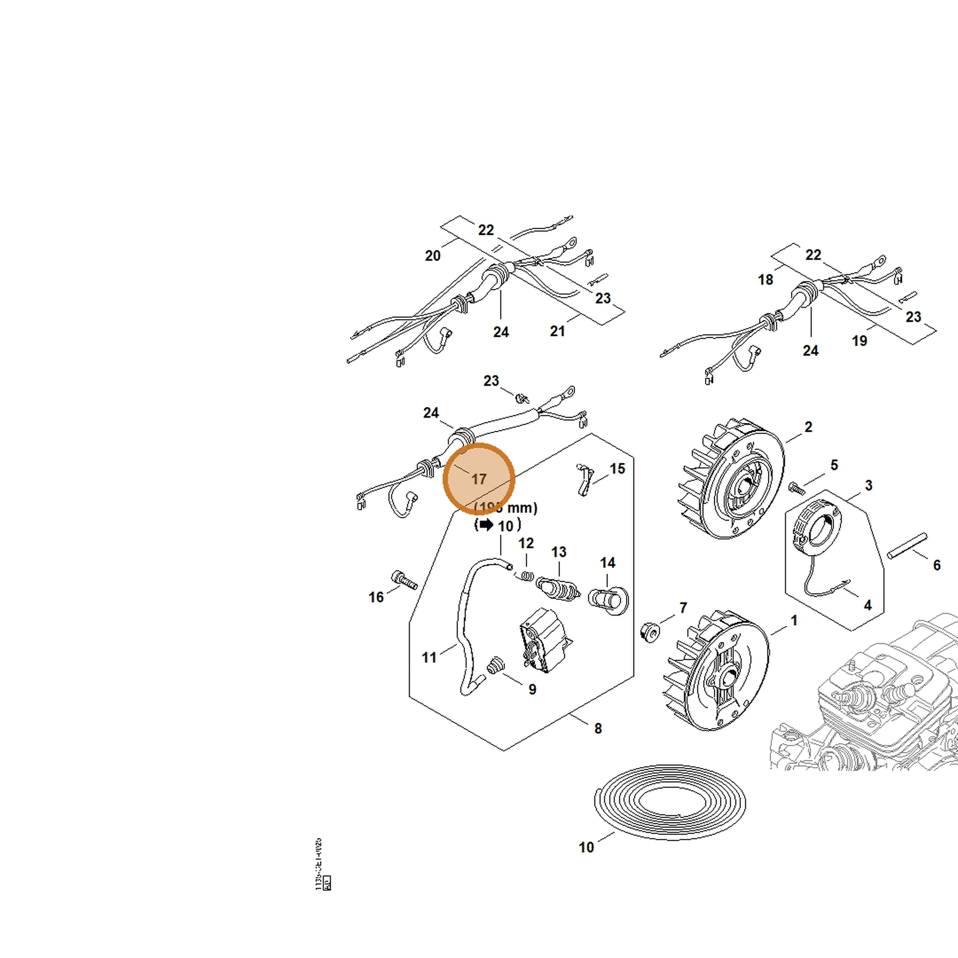 STIHL part 1135-440-3000 — IPL diagram snippet (6x zoom, amber highlight)