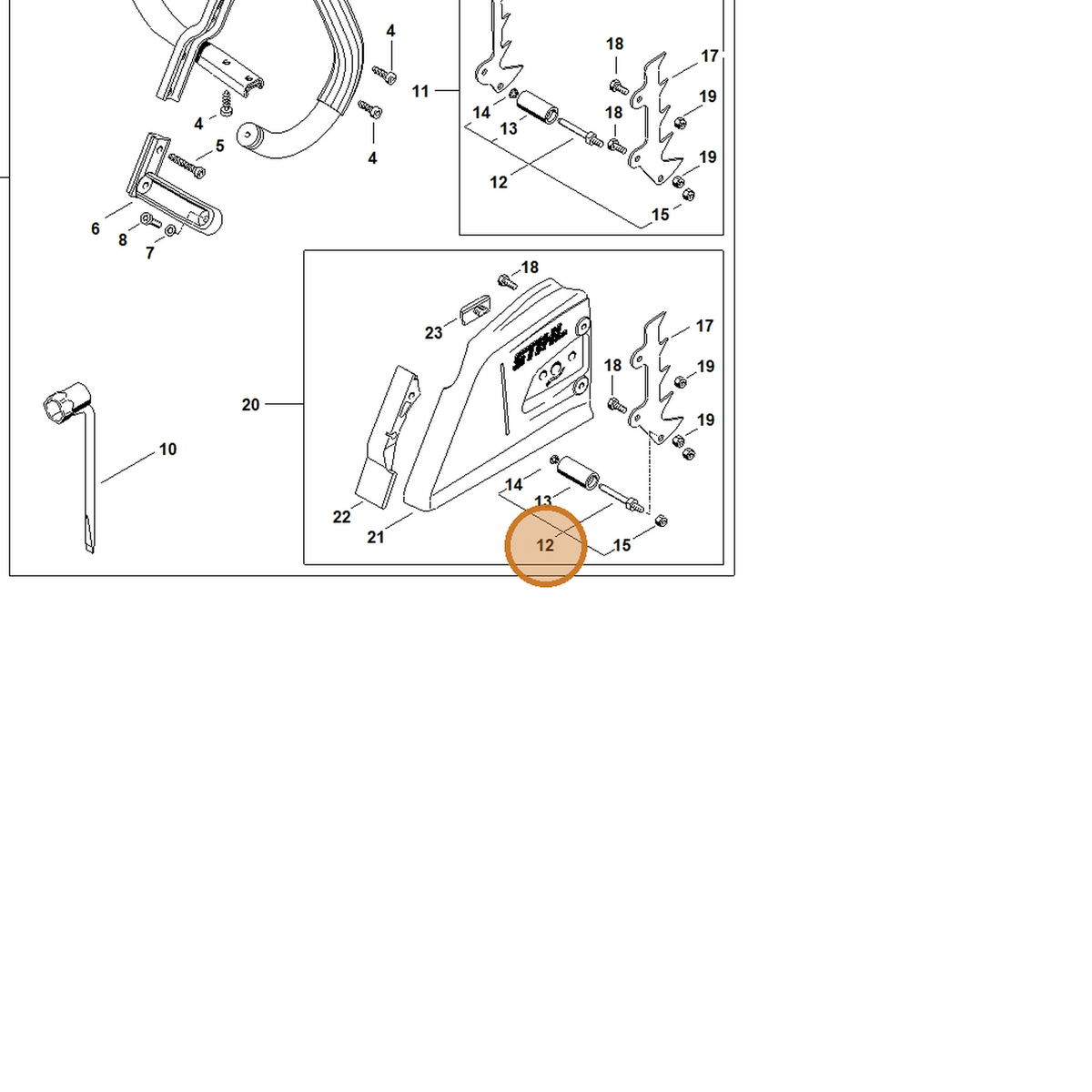 STIHL part 1135-650-7700 — IPL diagram snippet (6x zoom, amber highlight)