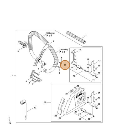 STIHL part 1135-650-7750 — IPL diagram snippet (6x zoom, amber highlight)