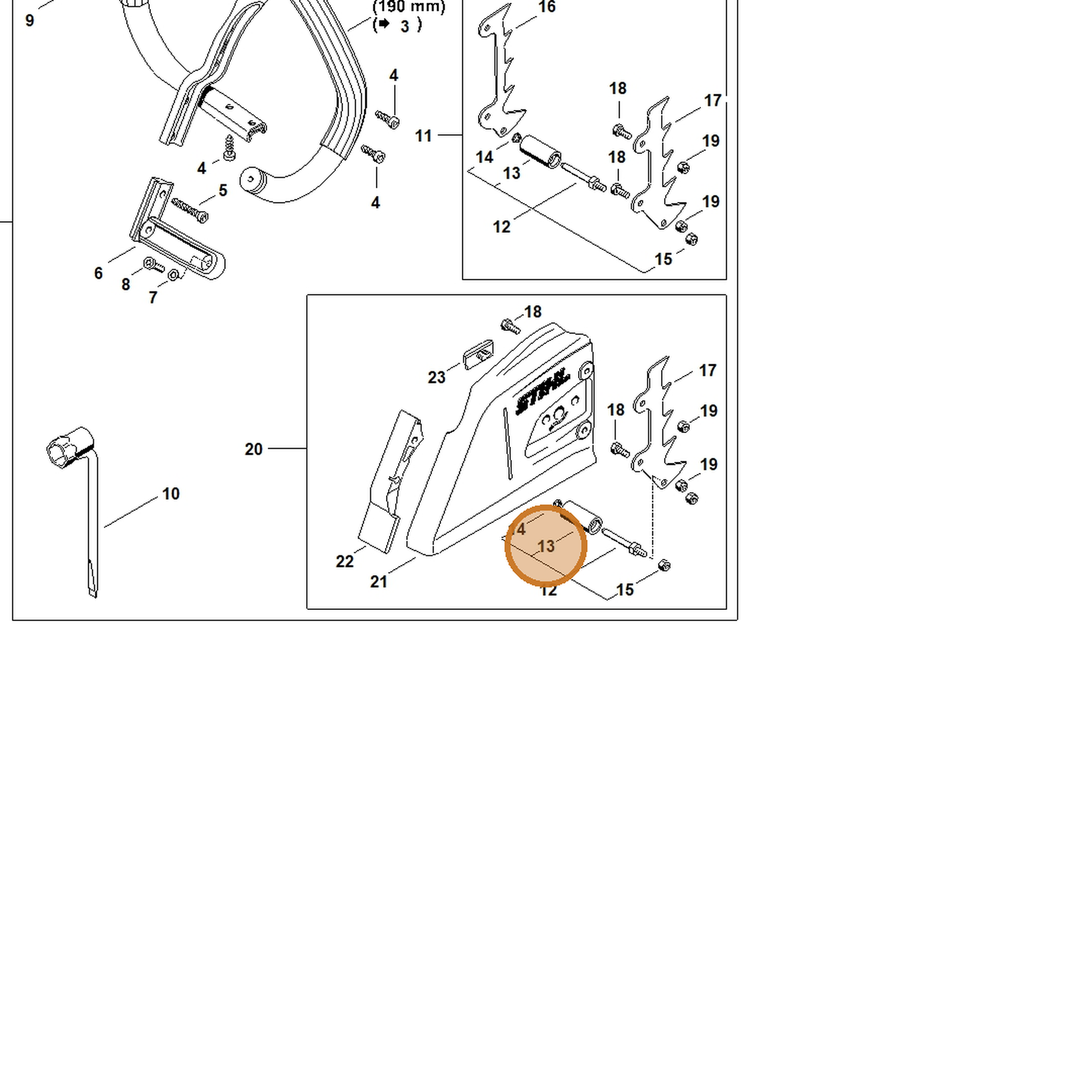 STIHL part 1135-656-6600 — IPL diagram snippet (6x zoom, amber highlight)