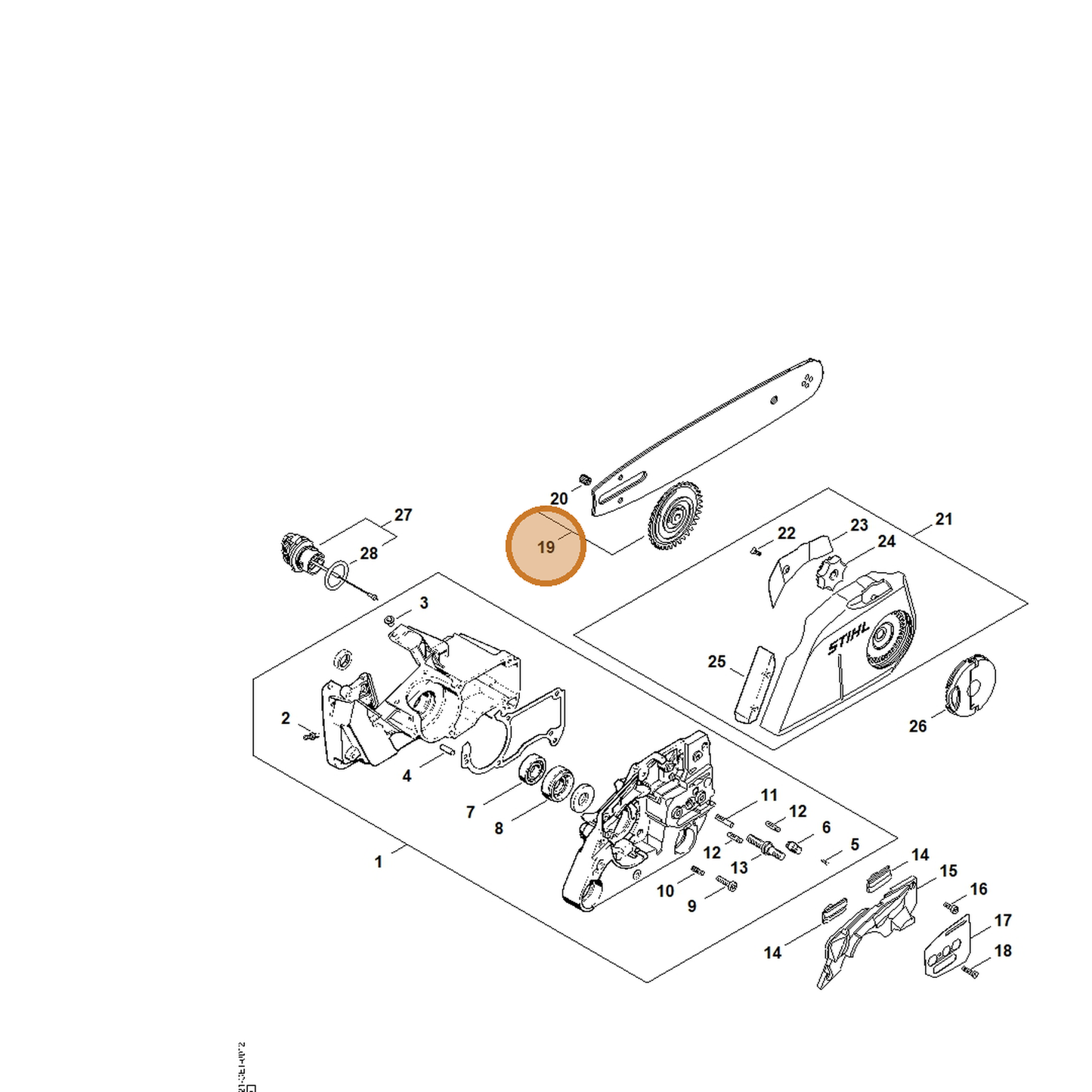 STIHL part 1135-660-3000 — IPL diagram snippet (6x zoom, amber highlight)