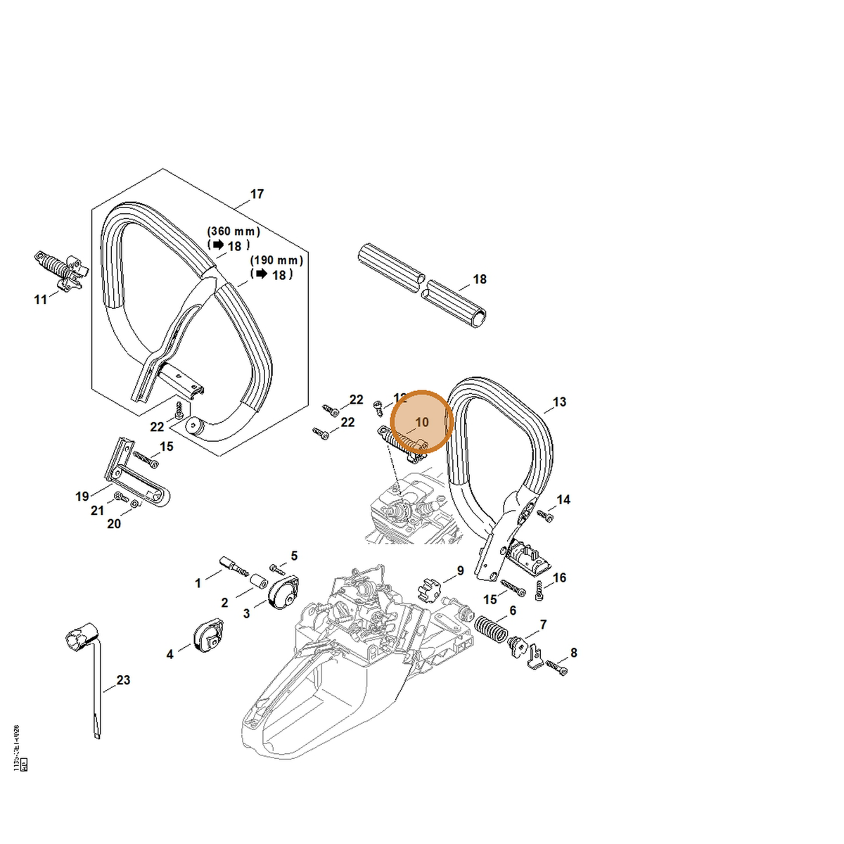 STIHL part 1135-790-8300 — IPL diagram snippet (6x zoom, amber highlight)