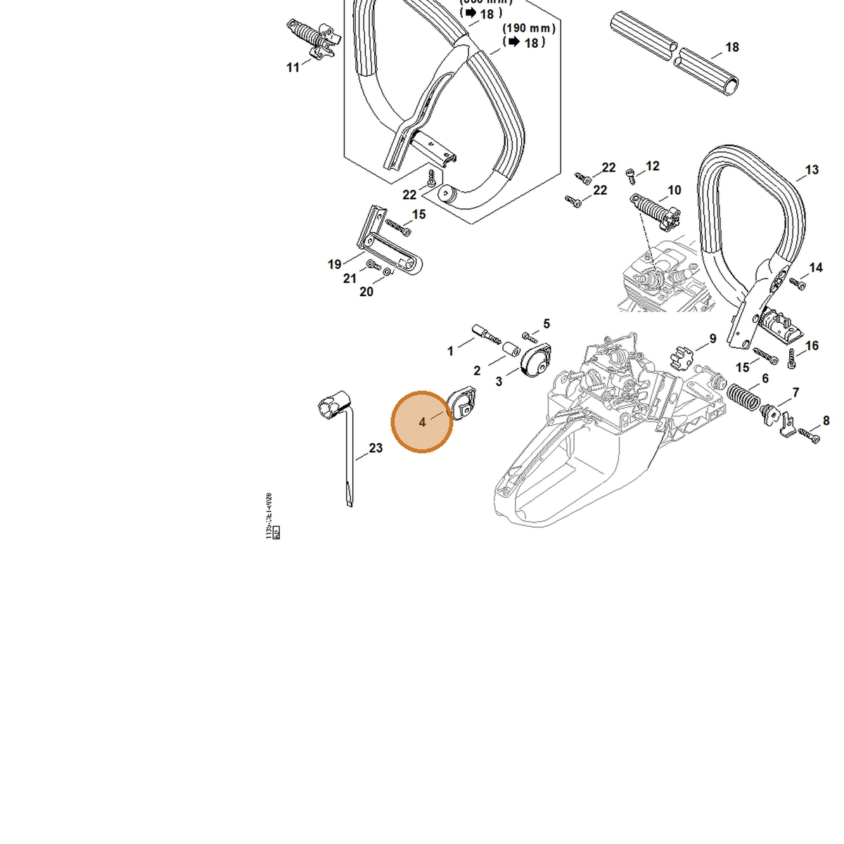 STIHL part 1135-790-9900 — IPL diagram snippet (6x zoom, amber highlight)