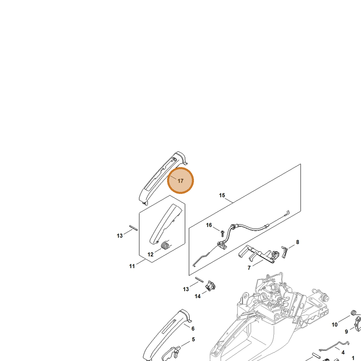 STIHL part 1135-791-0601 — IPL diagram snippet (6x zoom, amber highlight)
