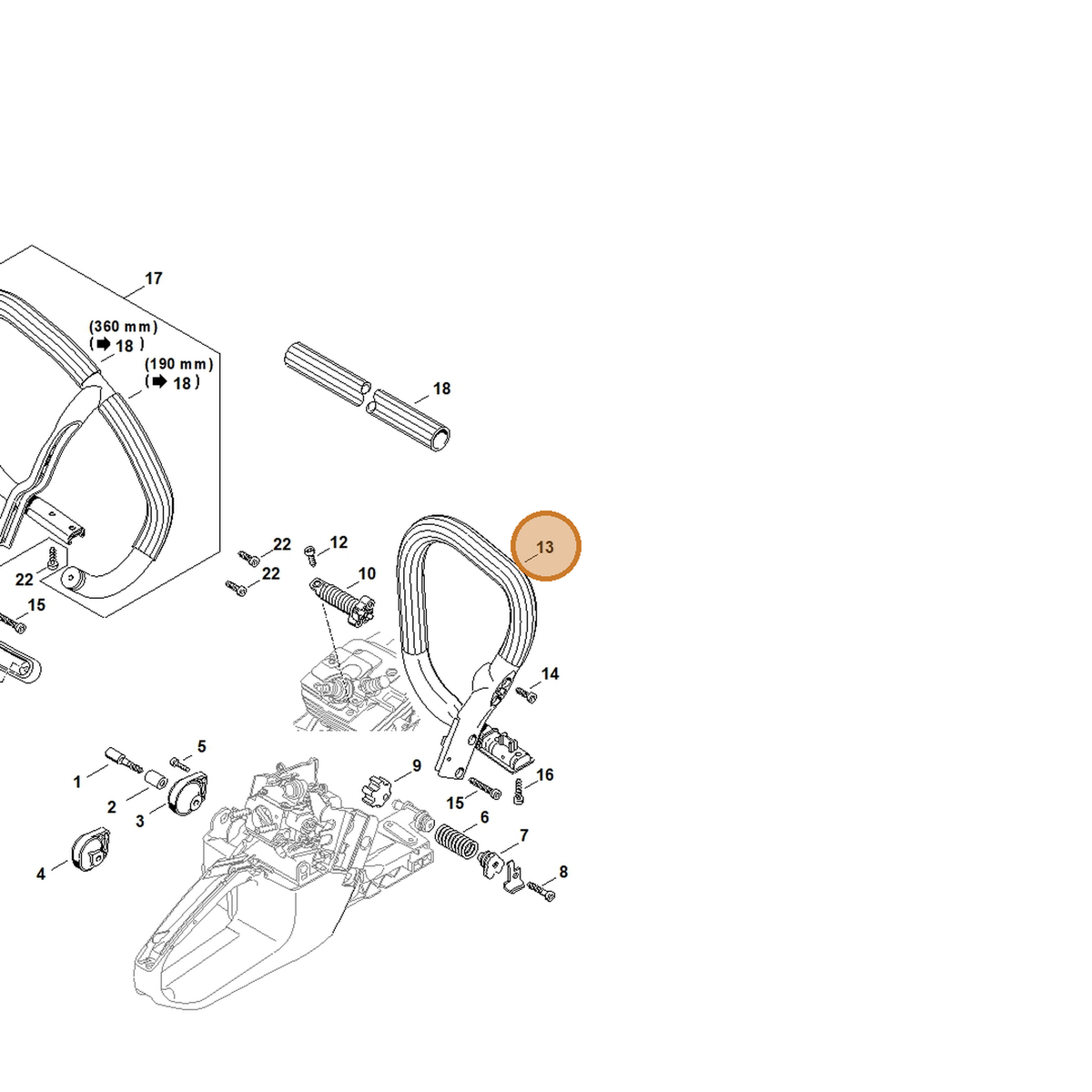 STIHL part 1135-791-1700 — IPL diagram snippet (6x zoom, amber highlight)