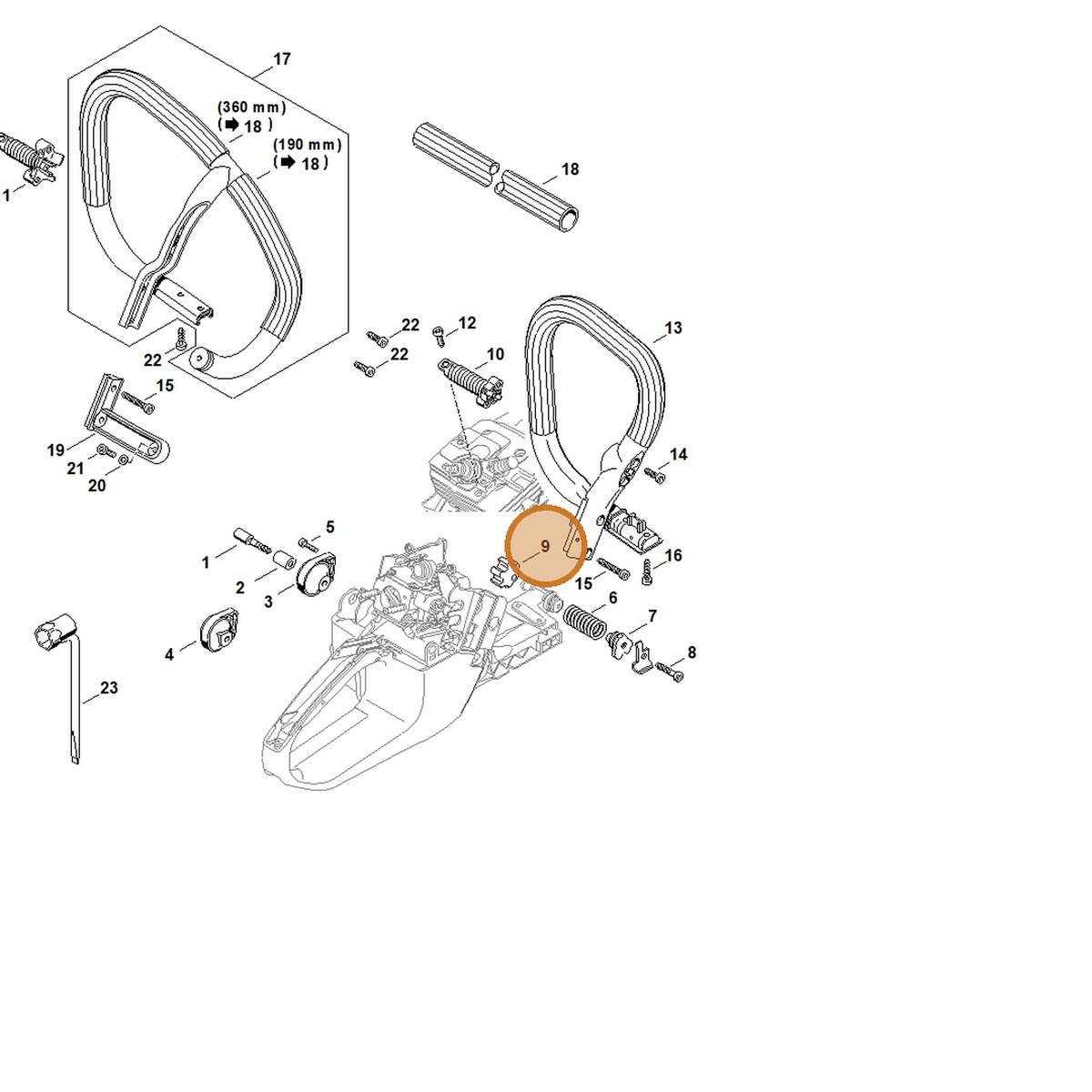 STIHL part 1135-791-2800 — IPL diagram snippet (6x zoom, amber highlight)