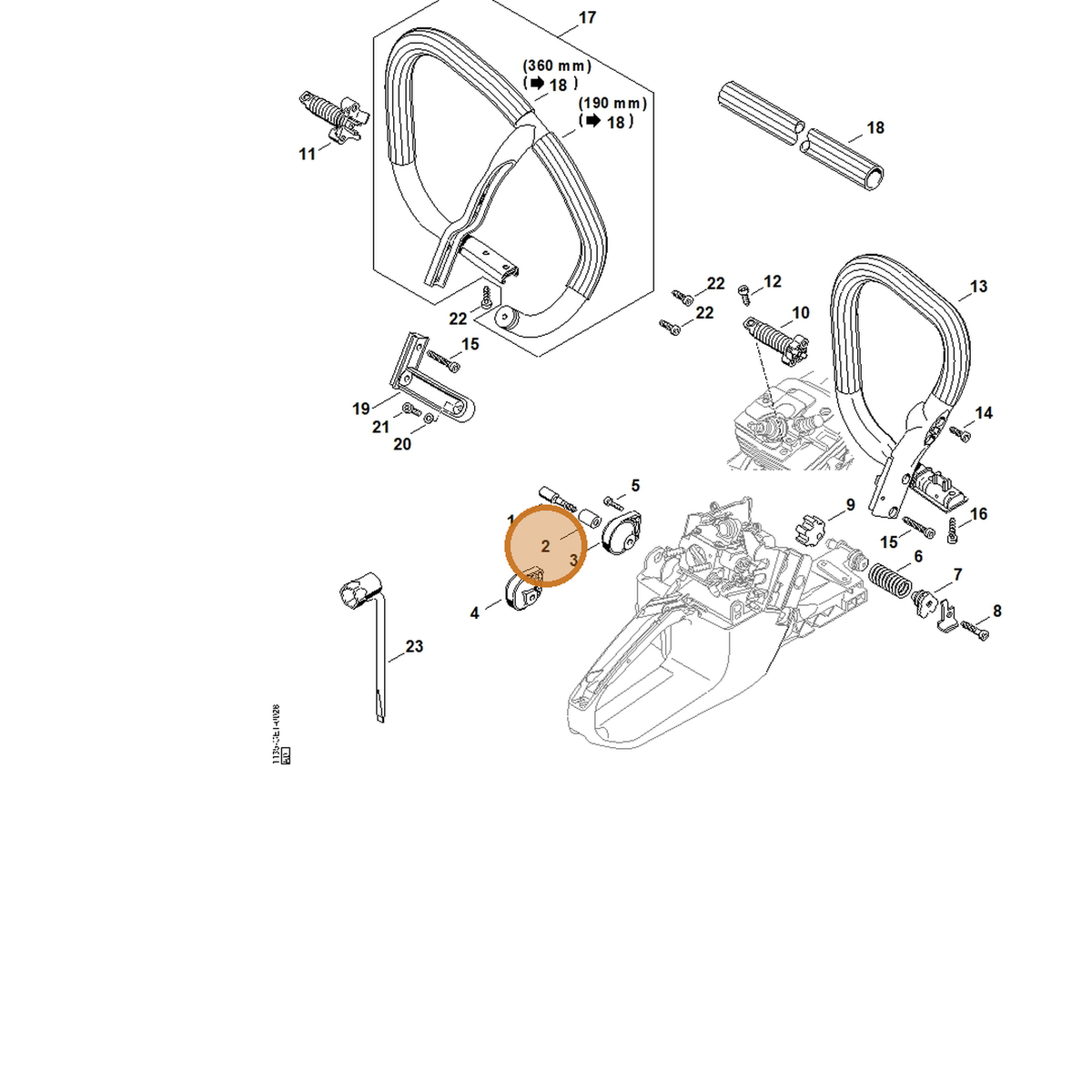 STIHL part 1135-791-7200 — IPL diagram snippet (6x zoom, amber highlight)