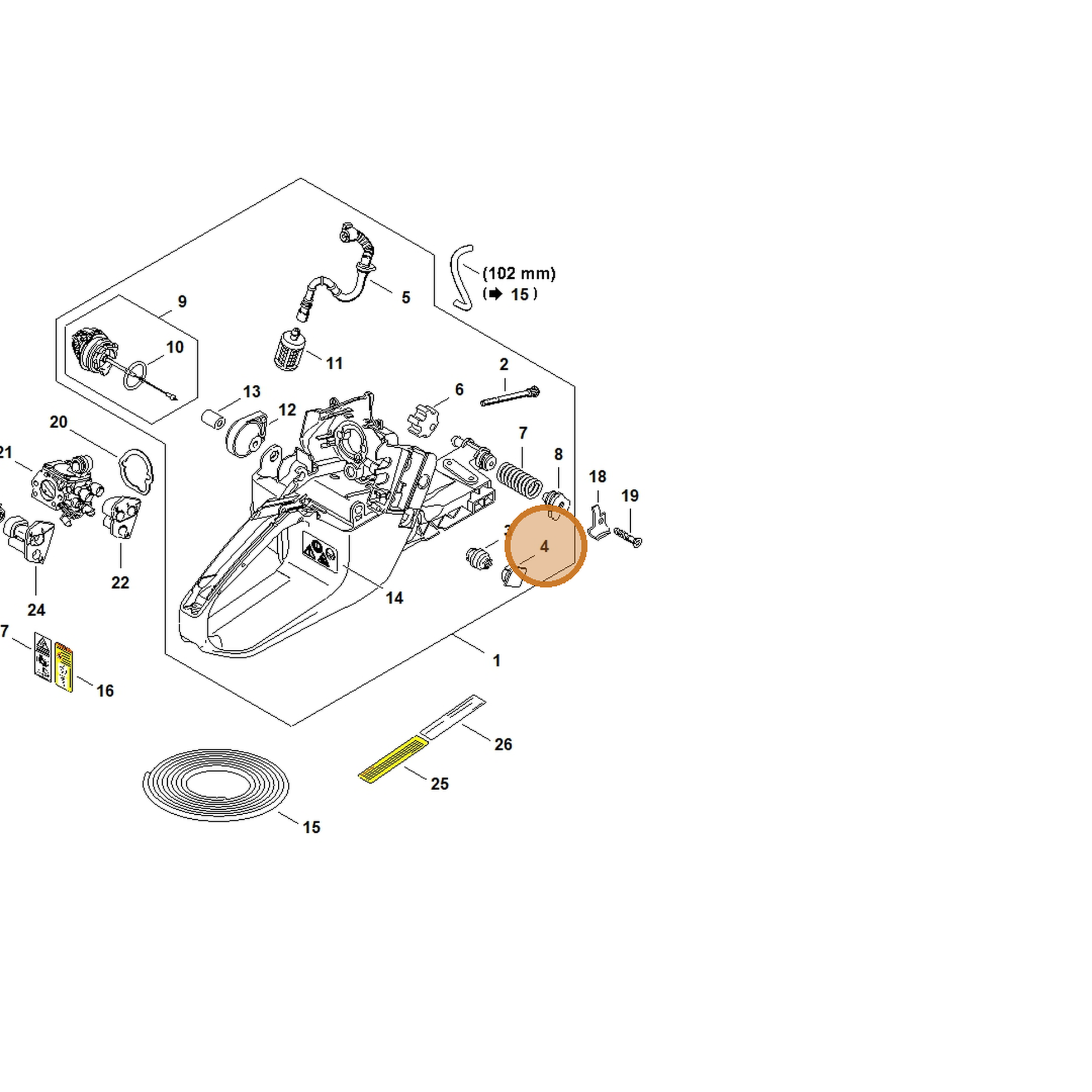 STIHL part 1135-791-7500 — IPL diagram snippet (6x zoom, amber highlight)