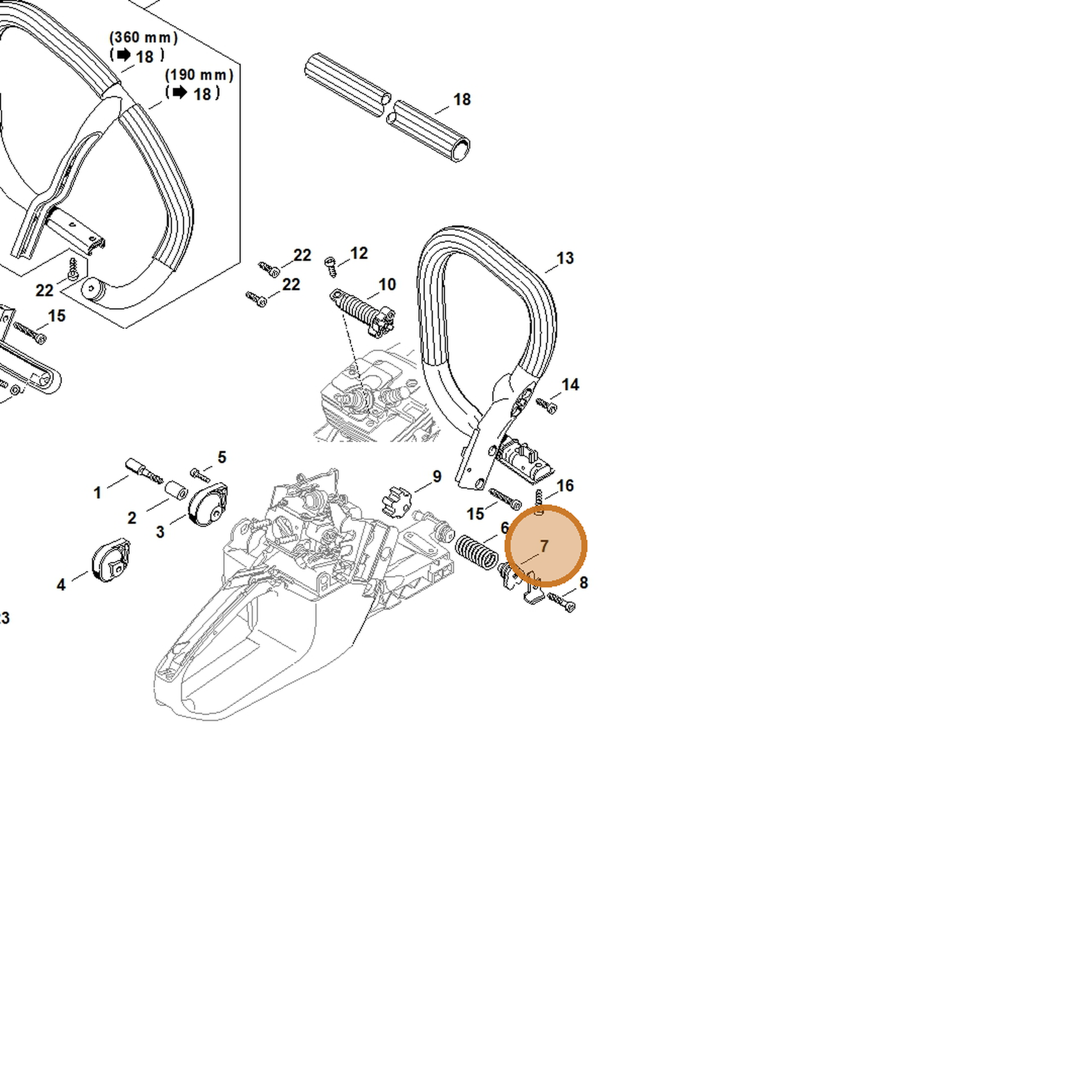 STIHL part 1135-792-2900 — IPL diagram snippet (6x zoom, amber highlight)