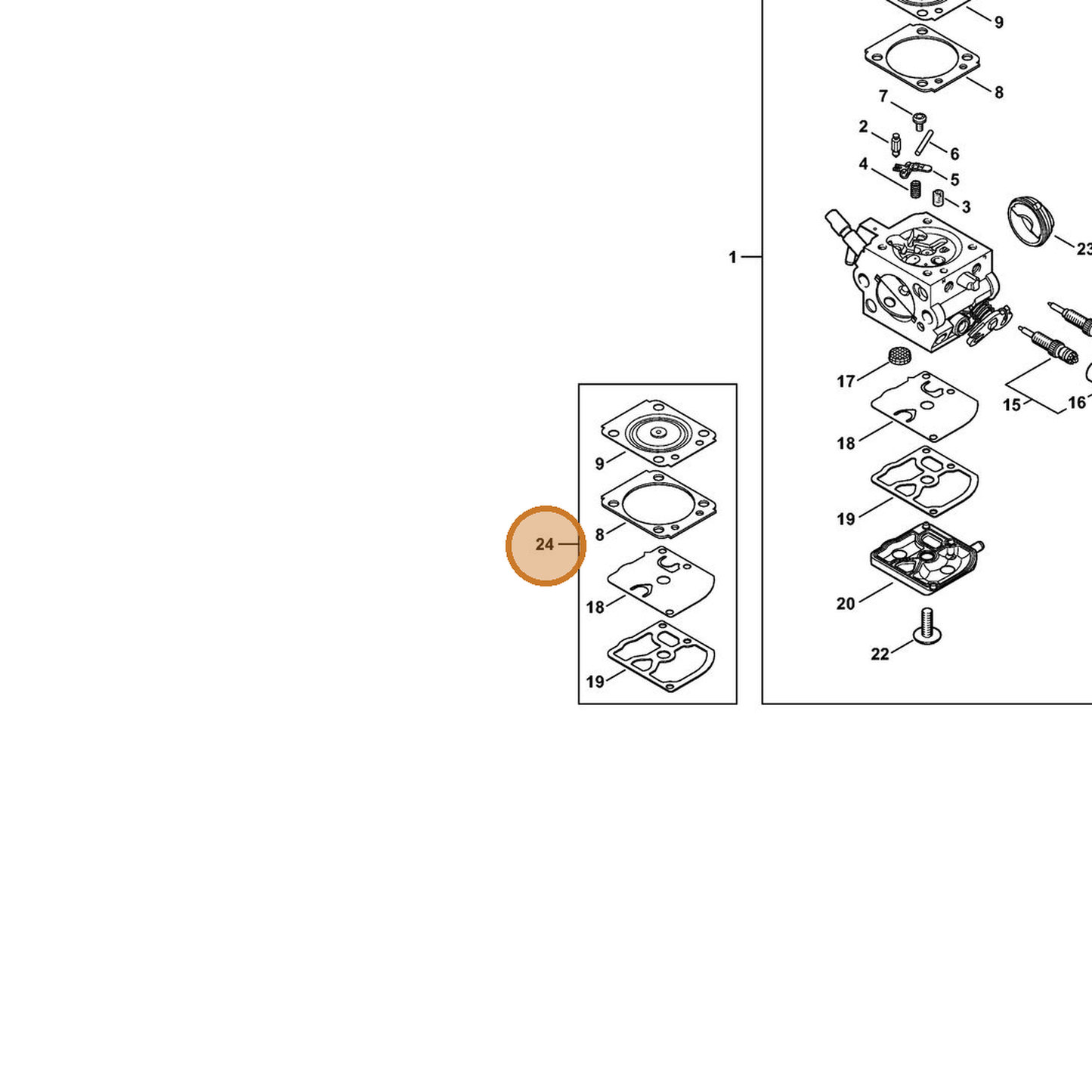 STIHL part 1137-007-1701 — IPL diagram snippet (6x zoom, amber highlight)