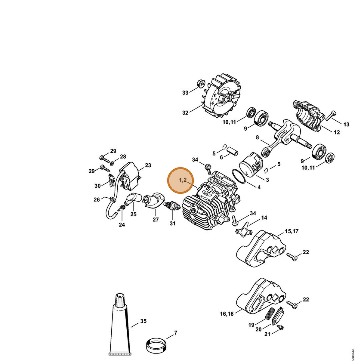 STIHL part 1137-020-1207 — IPL diagram snippet (6x zoom, amber highlight)