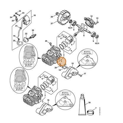 STIHL part 1137-020-1208 — IPL diagram snippet (6x zoom, amber highlight)